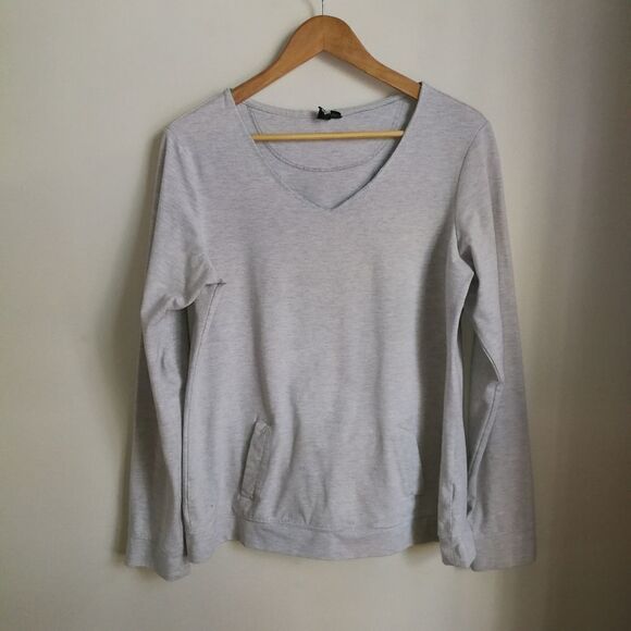 ROOTS ACTIVE Light Grey Athleisure Stretchy Long Sleeves Sweatshirt Size Large - Picture 2 of 14